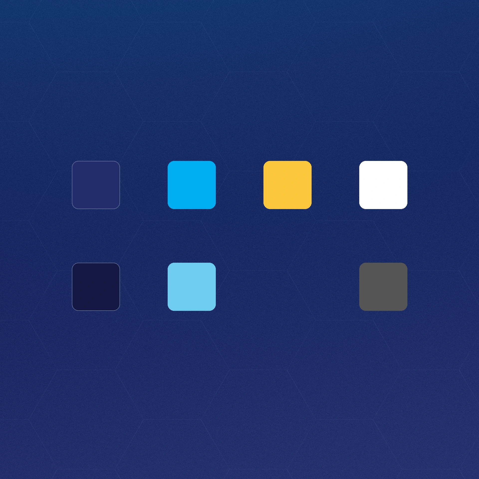 Paleta de cores da Dataeng: marinho, ciano, amarelo e neutros, com os códigos hex